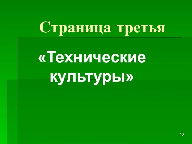 Страница третья «Технические культуры»