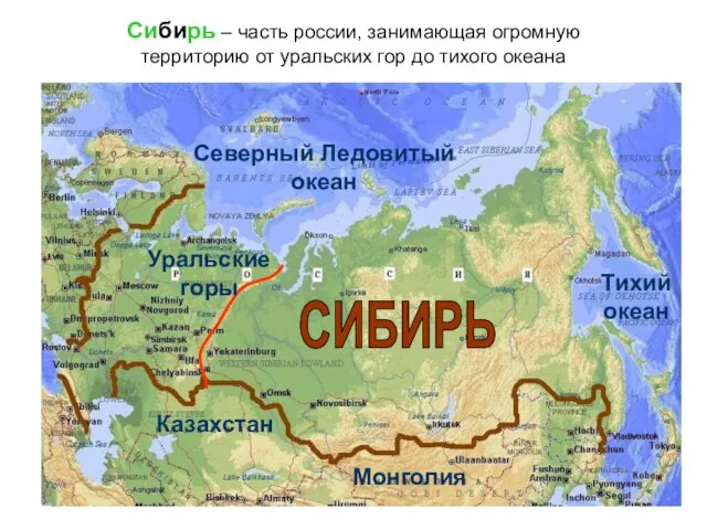 Сибирь – часть россии, занимающая огромную территорию от уральских гор до тихого