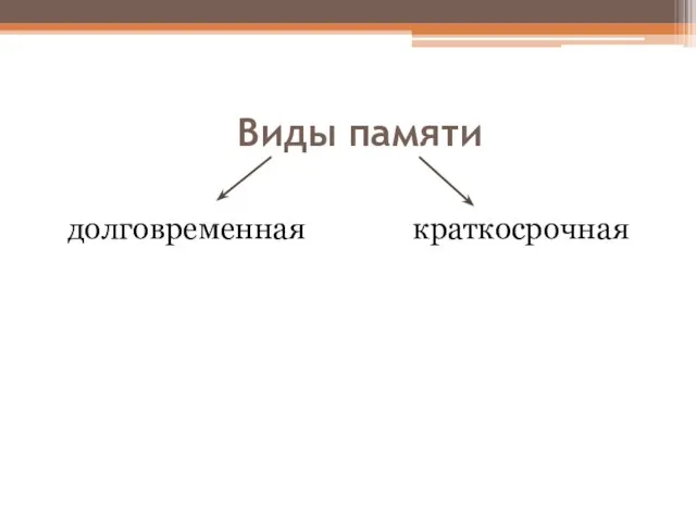 Виды памяти долговременная краткосрочная