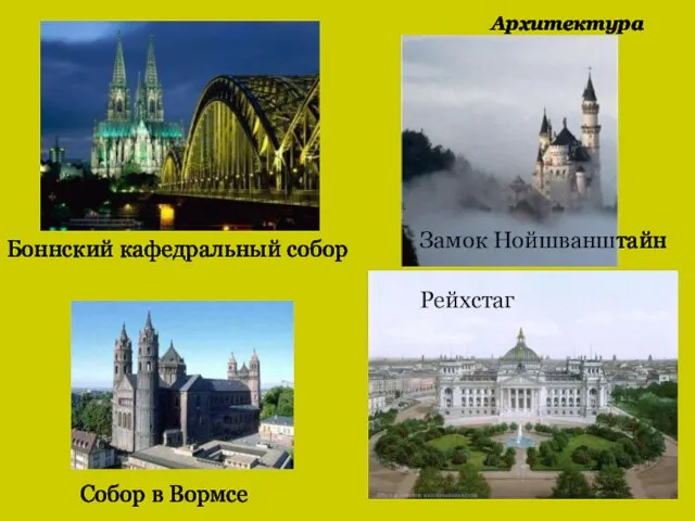 Боннский кафедральный собор Собор в Вормсе Рейхстаг Архитектура Замок Нойшванштайн