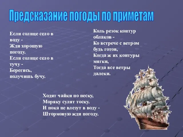 Предсказание погоды по приметам Если солнце село в воду - Жди хорошую