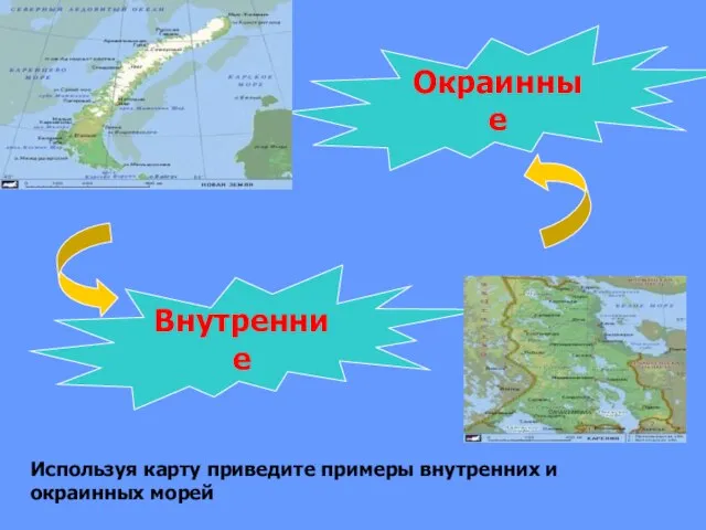 Окраинные Внутренние Используя карту приведите примеры внутренних и окраинных морей