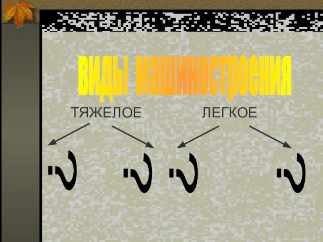 виды машиностроения ТЯЖЕЛОЕ ЛЕГКОЕ ? ? ? ?