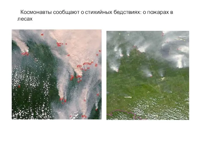 Космонавты сообщают о стихийных бедствиях: о пожарах в лесах