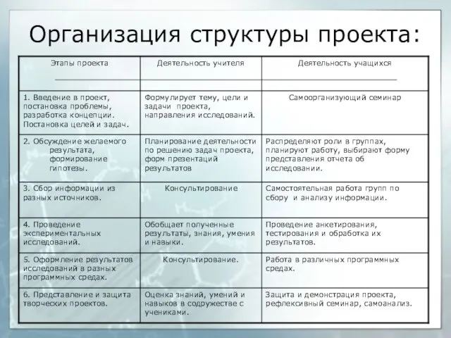 Организация структуры проекта: