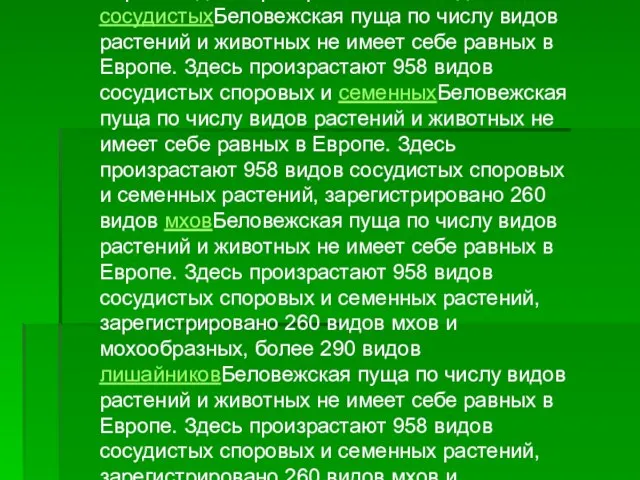 Беловежская пуща по числу видов растений и животных не имеет себе равных