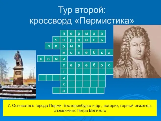 Тур второй: кроссворд «Пермистика» п е р м и с т е