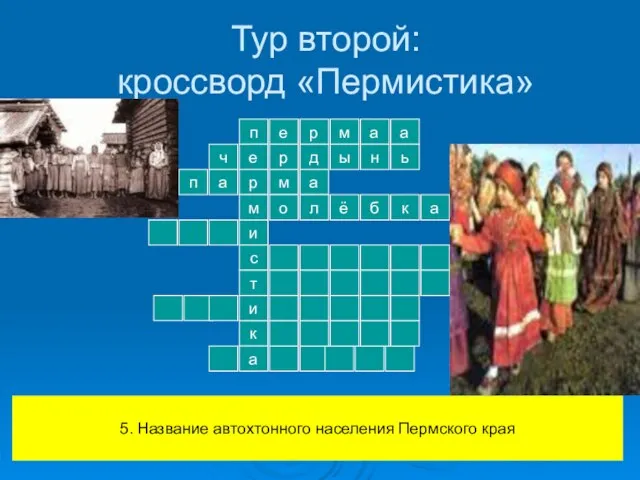 Тур второй: кроссворд «Пермистика» п е р м и с т е