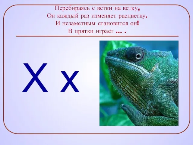 Перебираясь с ветки на ветку, Он каждый раз изменяет расцветку. И незаметным