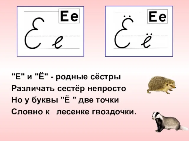 "Е" и "Ё" - родные сёстры Различать сестёр непросто Но у буквы