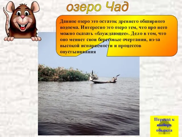 озеро Чад Данное озеро это остаток древнего обширного водоема. Интересно это озеро