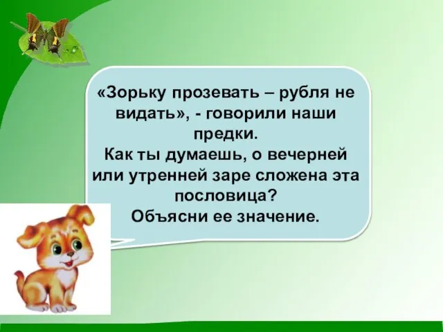 «Зорьку прозевать – рубля не видать», - говорили наши предки. Как ты