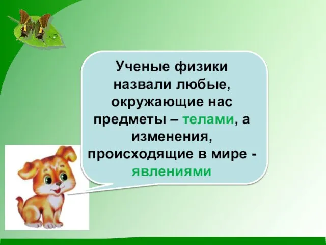 Ученые физики назвали любые, окружающие нас предметы – телами, а изменения, происходящие в мире - явлениями