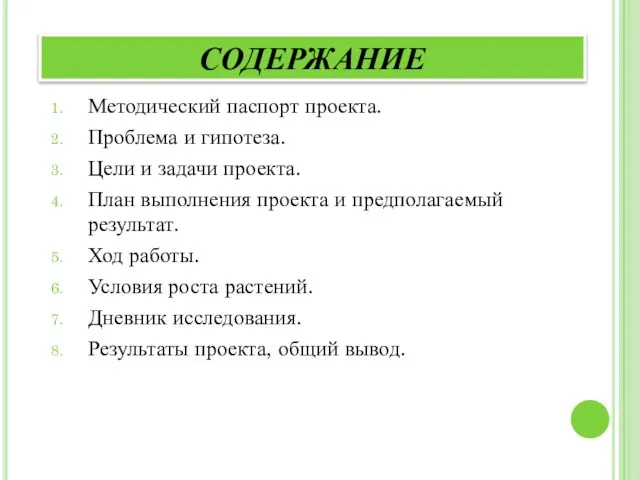 Методический паспорт проекта. Проблема и гипотеза. Цели и задачи проекта. План выполнения