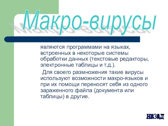 являются программами на языках, встроенных в некоторые системы обработки данных (текстовые редакторы,