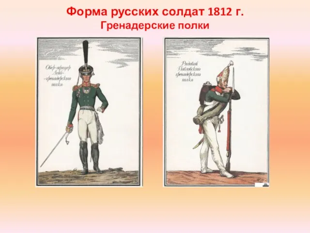 Форма русских солдат 1812 г. Гренадерские полки