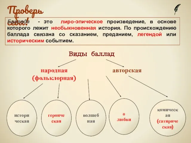 Проверь себя! историческая о любви Баллада - это лиро-эпическое произведение, в основе