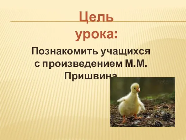 Цель урока: Познакомить учащихся с произведением М.М.Пришвина