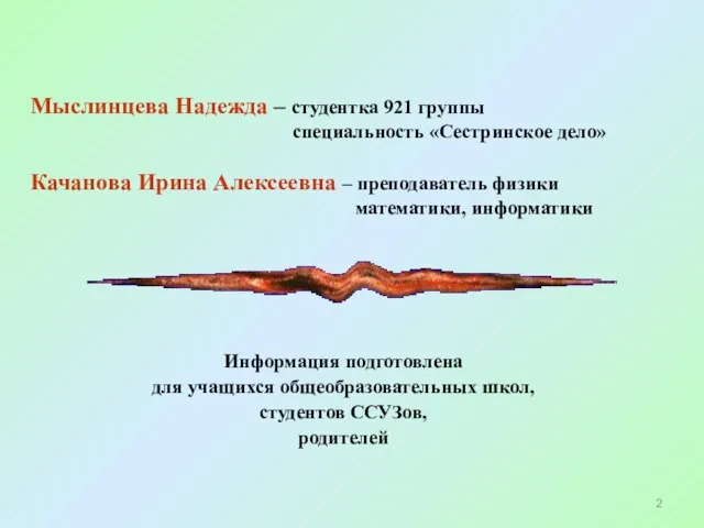 Работу подготовили и провели Качанова Ирина Алексеевна – преподаватель физики математики, информатики