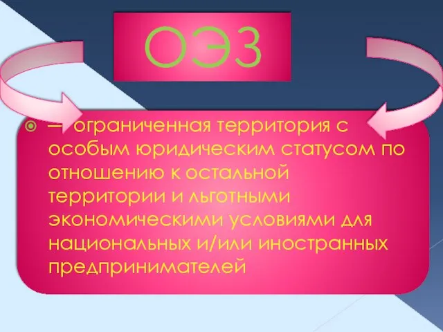 ОЭЗ — ограниченная территория с особым юридическим статусом по отношению к остальной