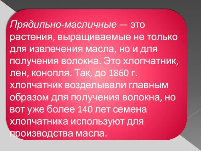 Прядильно-масличные — это растения, выращиваемые не только для извлечения масла, но и