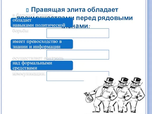 Правящая элита обладает преимуществами перед рядовыми членами: