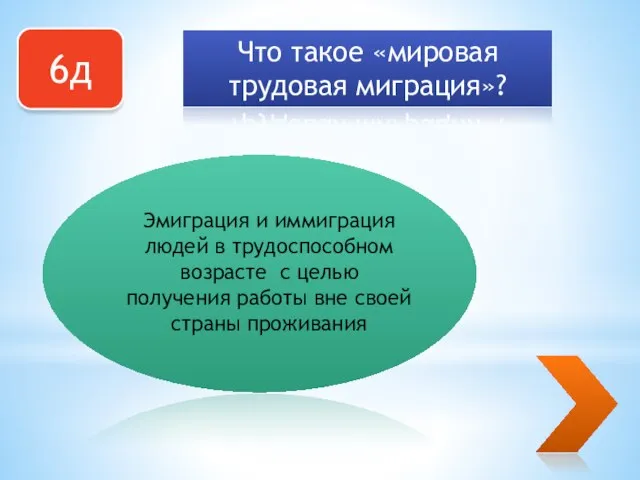 6д Что такое «мировая трудовая миграция»? Эмиграция и иммиграция людей в трудоспособном