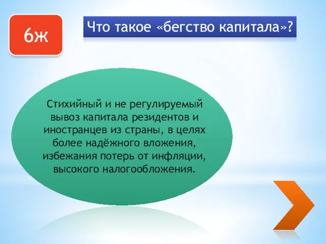 6ж Что такое «бегство капитала»? Стихийный и не регулируемый вывоз капитала резидентов