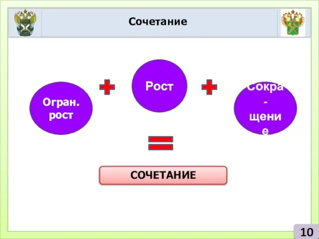 Сочетание 10 СОЧЕТАНИЕ Огран. рост Рост Сокра-щение