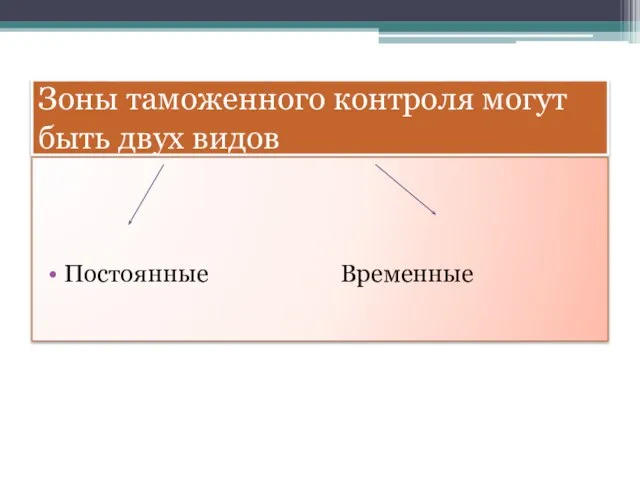 Зоны таможенного контроля могут быть двух видов Постоянные Временные