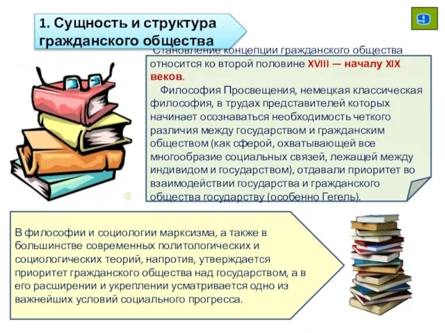 Становление концепции гражданского общества относится ко второй половине XVIII — началу XIX