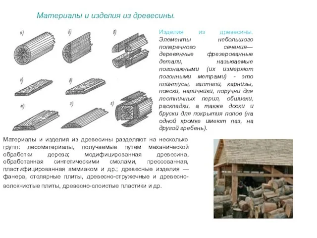 Материалы и изделия из древесины. Материалы и изделия из древесины разделяют на