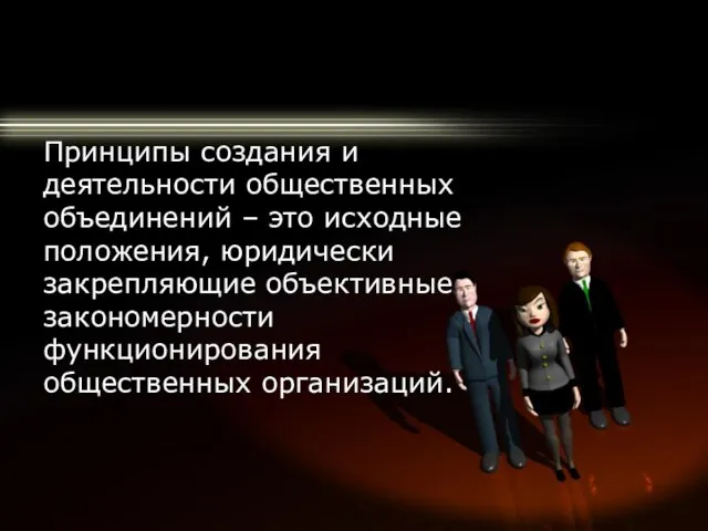 Принципы создания и деятельности общественных объединений – это исходные положения, юридически закрепляющие