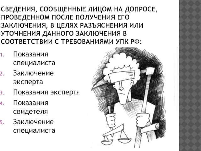 Сведения, сообщенные лицом на допросе, проведенном после получения его заключения, в целях