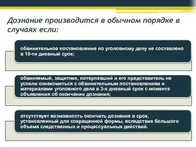 Дознание производится в обычном порядке в случаях если: