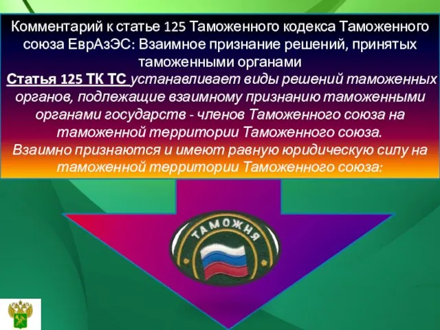 Комментарий к статье 125 Таможенного кодекса Таможенного союза ЕврАзЭС: Взаимное признание решений,