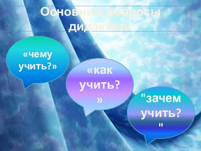 Основные вопросы дидактики «чему учить?» «как учить?» "зачем учить?"