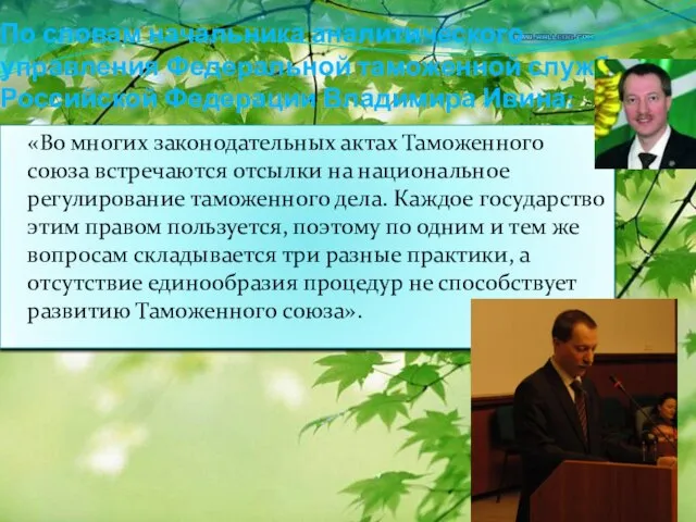По словам начальника аналитического управления Федеральной таможенной службы Российской Федерации Владимира Ивина:
