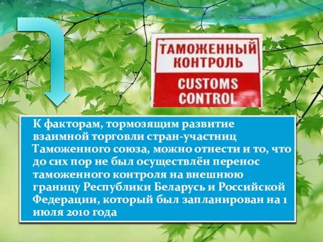 К факторам, тормозящим развитие взаимной торговли стран-участниц Таможенного союза, можно отнести и