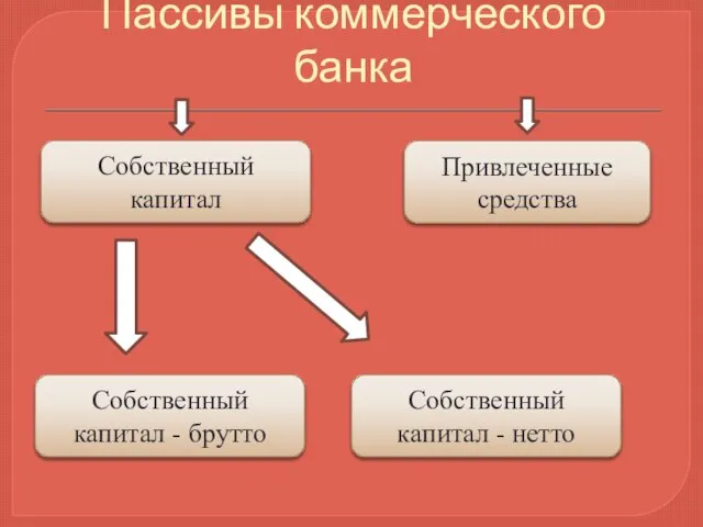 Пассивы коммерческого банка Собственный капитал Привлеченные средства Собственный капитал - брутто Собственный капитал - нетто