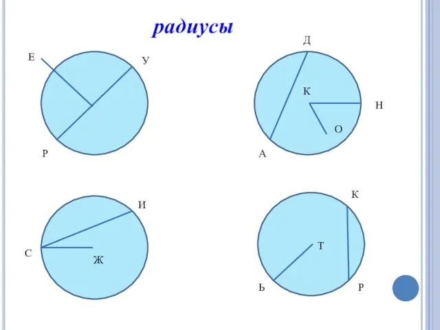 радиусы У Е Р А Д К Н О С Ж И К Р Т Ь