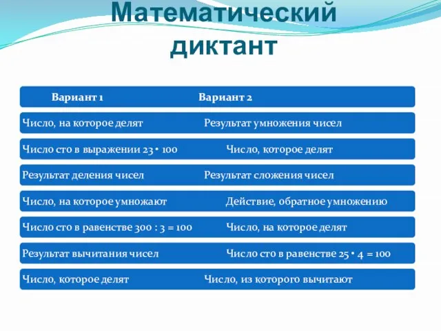 Математический диктант