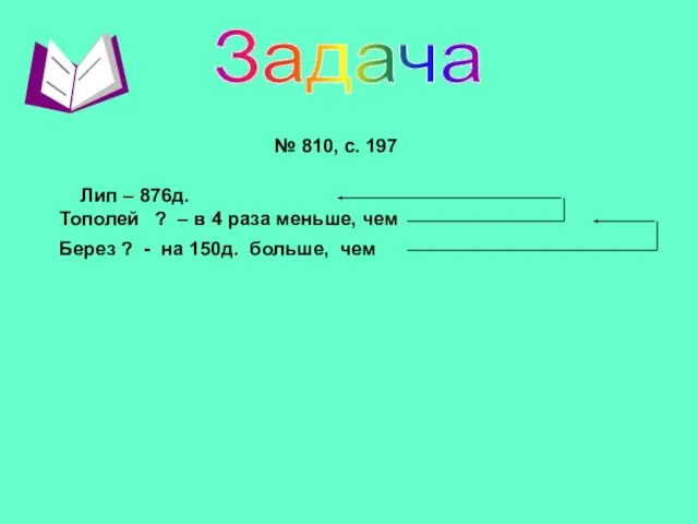 Задача № 810, с. 197 Лип – 876д. Тополей ? – в