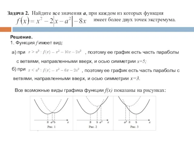 Задача 2. Найдите все значения a, при каждом из которых функция имеет