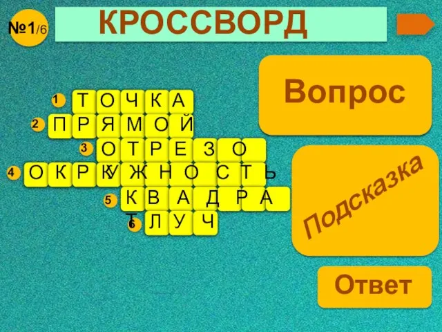 КРОССВОРД Л У Ч Т О Ч К А П Р Я