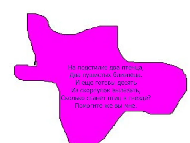 На подстилке два птенца, Два пушистых близнеца. И еще готовы десять Из