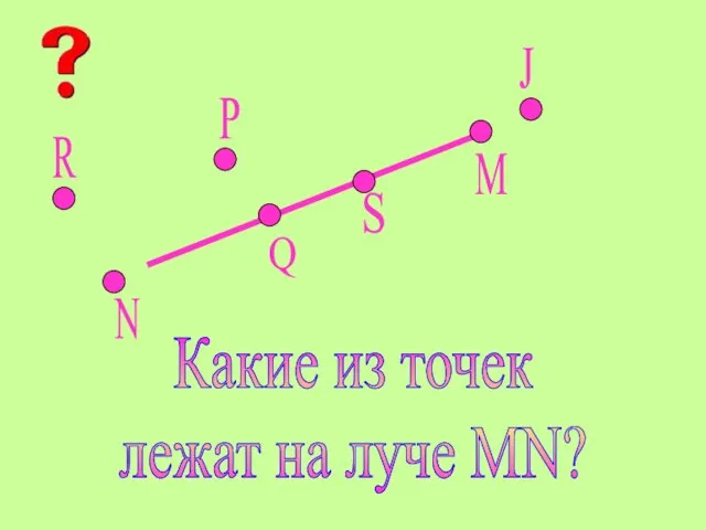 M N S Q P J R Какие из точек лежат на луче MN?