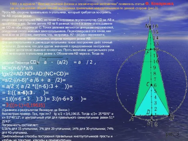 1888 г. в журнале " Вестник опытной физики и элементарной математики" появилась