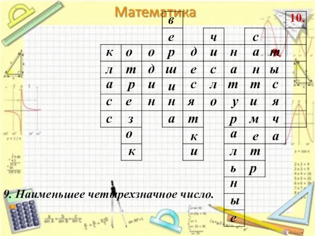 9. 10. 9. Наименьшее четырехзначное число. к л а с с о