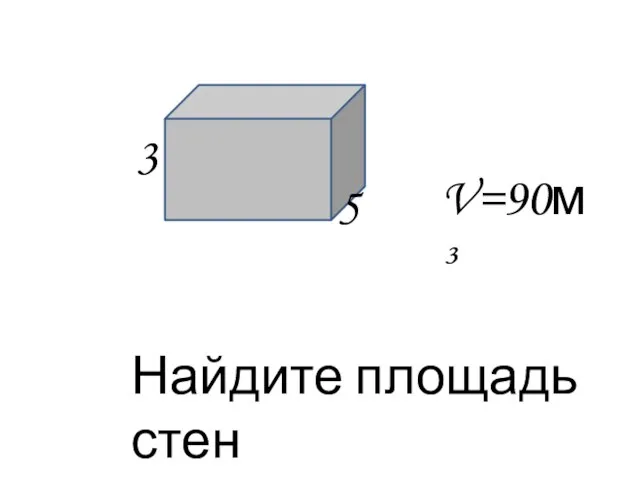 V=90м³ 3 5 Найдите площадь стен